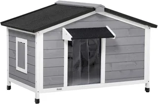 Hundehütte mit zu öffnendem Asphaltdach D02-143V01 by PawHut in Grey, White – product photo 1 of 5