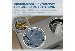 Hundenäpfe, Erhöhte Futterstation mit 2 Edelstahlschüsseln, Anti-Schling-Matte, Hundenapfständer mit 25L Stauraum, Fressnapf, Wassernapf für große und extra große Hunde de PawHut en Gris – photo produit 4 sur 5