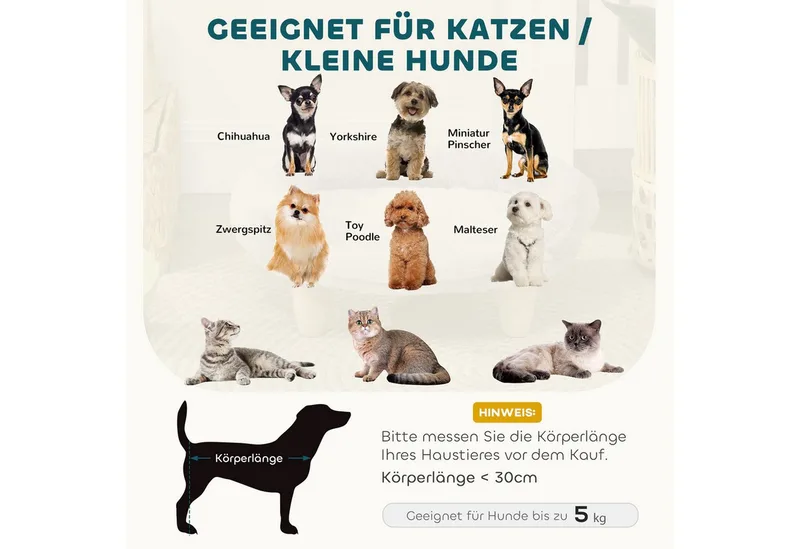 Hundesofa, Hundebett, Haustiersofa mit Erhöhtem Design, Hundecouch, Katzensofa, Hundesessel mit Holzbeine, Flanelle, Creme, 47 x 40 x 20 cm von PawHut in Cremeweiß – Produktfoto 4 von 5