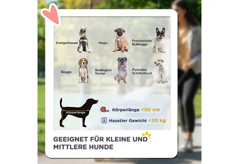 Hundewagen, faltbarer Hundebuggy, Hundetrolley mit Kissen, Katzenbuggy bis 20 kg, Katzenwagen für kleine und mittelgroße Hunde mit Seitentaschen, Netzfenster, Oxford-Gewebe by PawHut in Blue – product photo 4 of 5