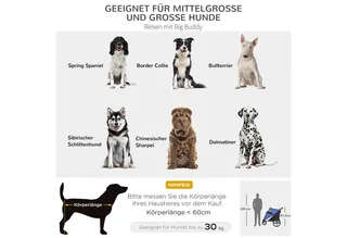Hundewagen Hundebuggy mit Netzfenstern, Klappbarer Katzenwagen mit Sicherheitsleine, große Gummiräder für Mittelgroße, Große Hunde bis 30 kg, Oxford by PawHut in Blue – product photo 4 of 5