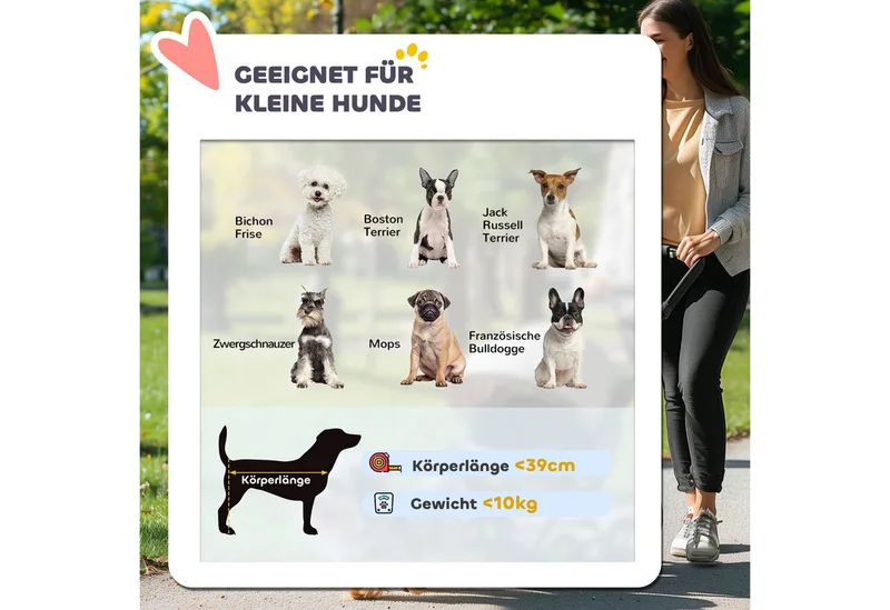 Hundewagen Jogger Hundebuggy klappbar für kleine Hunde & Katzen bis 10 kg Katzenbuggy mit 3 große Gummiräder, Kissen Netzfenstern Aufbewahrungskorb Katzenwagen mit Sicherheitsleinen by PawHut in Grey – product photo 5 of 5
