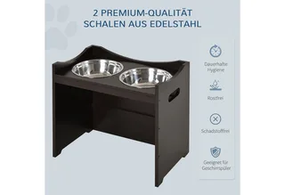 In hoogte verstelbare voerbak voor honden, voerbak, voerbak voor katten, roestvrij staal, D08-020 von PawHut in Donkerbruin – Produktfoto 4 von 5