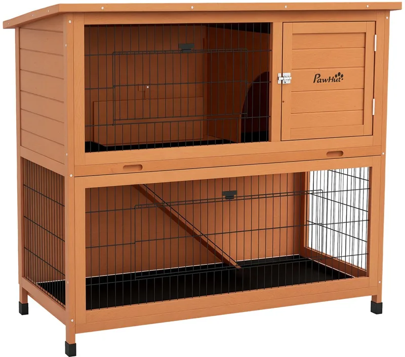 Kaninchenstall mit 2 Ebenen D51-410V04 de PawHut en Orange – photo produit