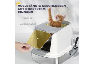 kattenbak - kattenbaklade - 52,4L x 41,3B x 39,8H cm - wit de PawHut – photo produit 5 sur 5
