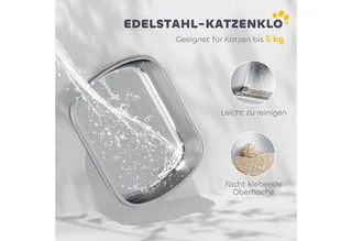 kattenbak - kattenbaklade - 52,4L x 41,3B x 39,8H cm - wit de PawHut – photo produit 4 sur 5