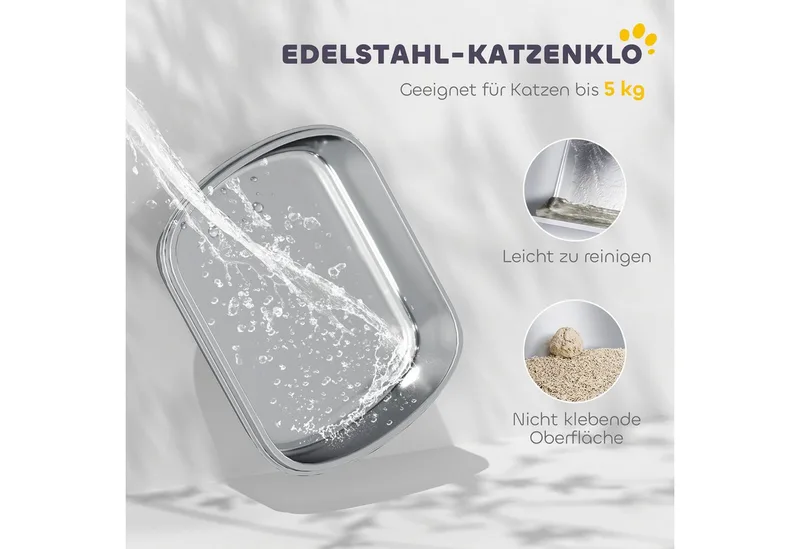 kattenbak - kattenbaklade - 52,4L x 41,3B x 39,8H cm - wit de PawHut – photo produit 4 sur 5