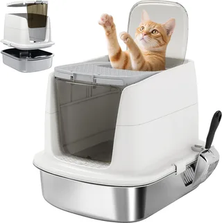kattenbak - kattenbaklade - 52,4L x 41,3B x 39,8H cm - wit de PawHut – photo produit 1 sur 5