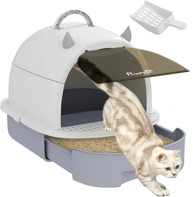 Kattenbak-Kunststof-40,5L x 52B x 39H cm-Grijs von PawHut – Produktfoto
