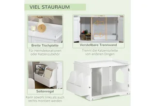 Kattenbak met magnetische deuren D31-065V01 de PawHut en Blanc – photo produit 5 sur 5