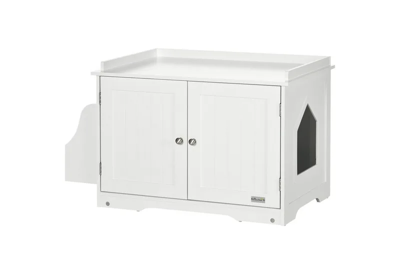 Kattenbak met magnetische deuren D31-065V01 de PawHut en Blanc – photo produit 2 sur 5