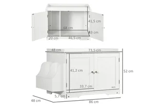 Kattenbak met magnetische deuren D31-065V01 de PawHut en Blanc – photo produit 3 sur 5