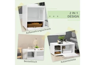 Kattenbak - met Verhoogde Vloer - D31-045 by PawHut in White – product photo 4 of 5