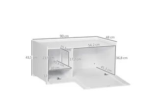 Kattenbak - met Verhoogde Vloer - D31-045 by PawHut in White – product photo 3 of 5
