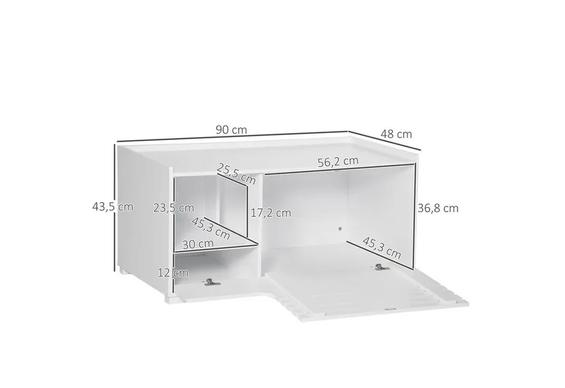 Kattenbak - met Verhoogde Vloer - D31-045 by PawHut in White – product photo 3 of 5