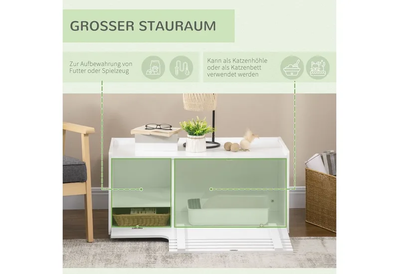 Kattenbak - met Verhoogde Vloer - D31-045 by PawHut in White – product photo 5 of 5