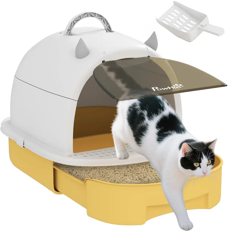 Kattenbak - PP - 40,5 x 52 x 39 cm de PawHut en Jaune – photo produit