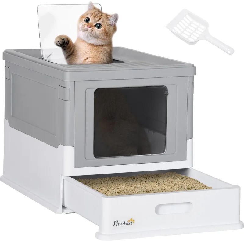 Kattenbak - PP - 47,5 x 35,5 x 36,7 cm - Grijs de PawHut – photo produit