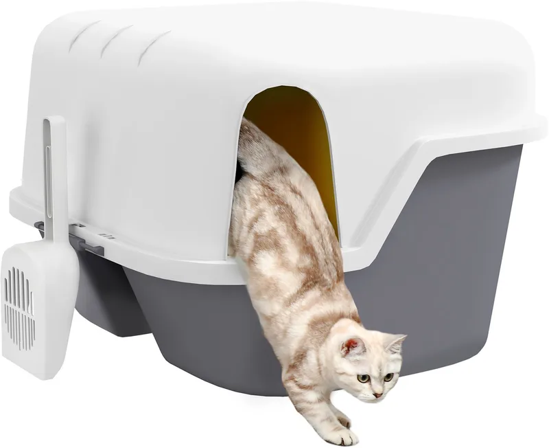 Kattenbak - PP - 50x50x39cm van PawHut in Crème – productfoto