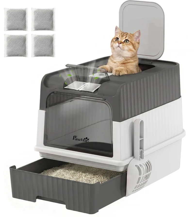 Kattenbak - PP, ABS - 48 x 35 x 36 cm - Grijs by PawHut – product photo