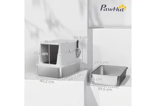 Kattenbak van PawHut Roestvrij staal, plastic 60,2L x 40,2B x 43,3H cm Lichtgrijs de PawHut – photo produit 3 sur 5