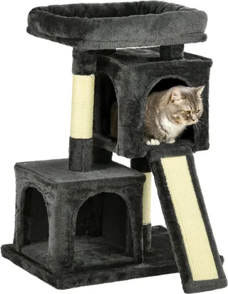 Kattenboom kattenkrabpaal met sisalpalen krabpaal D30-286 de PawHut en Gris foncé – photo produit 1 sur 5