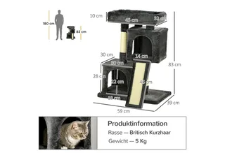 Kattenboom kattenkrabpaal met sisalpalen krabpaal D30-286 de PawHut en Gris foncé – photo produit 3 sur 5