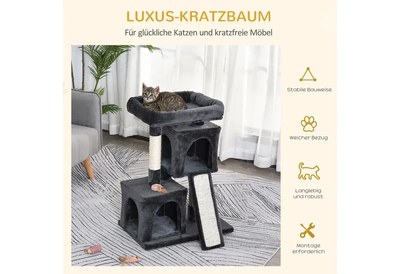 Kattenboom kattenkrabpaal met sisalpalen krabpaal D30-286 de PawHut en Gris foncé – photo produit 4 sur 5