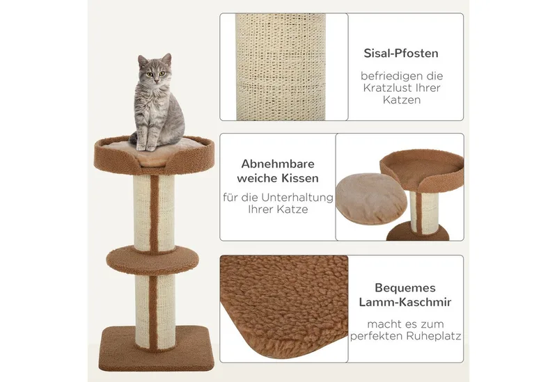 Kattenboom speelboom krabpaal met platform sisal pluche D30-269 de PawHut en Bleu – photo produit 5 sur 5