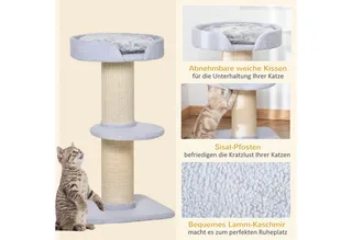 Kattenboom speelboom krabpaal met platform sisal pluche D30-269 de PawHut en Gris clair – photo produit 5 sur 5