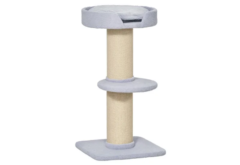 Kattenboom speelboom krabpaal met platform sisal pluche D30-269 de PawHut en Gris clair – photo produit 2 sur 5