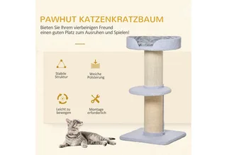 Kattenboom speelboom krabpaal met platform sisal pluche D30-269 de PawHut en Gris clair – photo produit 4 sur 5