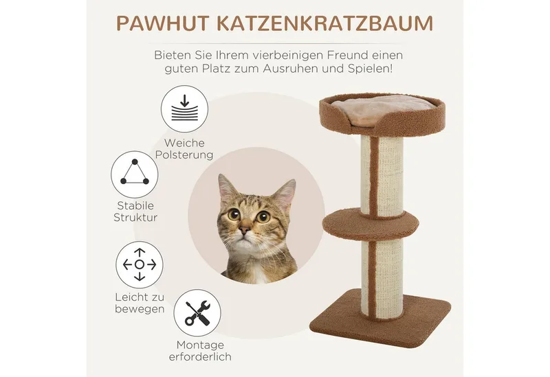 Kattenboom speelboom krabpaal met platform sisal pluche D30-269 de PawHut en Bleu – photo produit 4 sur 5