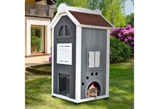 Kattenhuis - bitumen dak - weerbestendigheid - 2 verdiepingen de PawHut en Gris – photo produit 2 sur 5