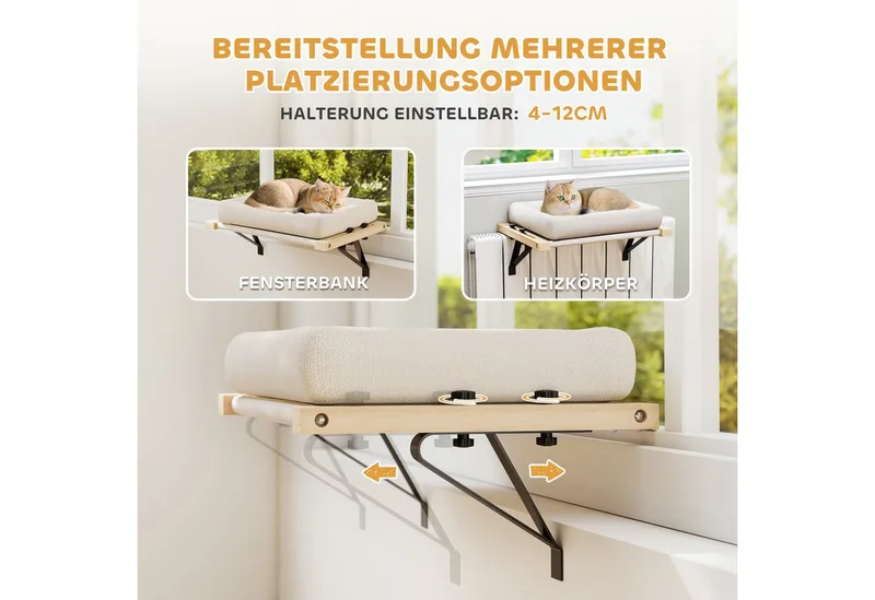 Kattenhuis Grenenhout, Polyester 50L x 36B x 24H cm Roomwit by PawHut in Crèmewit – product photo 4 of 5
