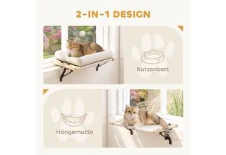 Kattenhuis Grenenhout, Polyester 50L x 36B x 24H cm Roomwit by PawHut in Crèmewit – product photo 5 of 5