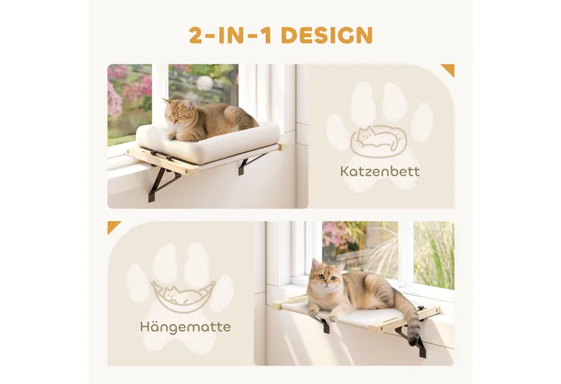 Kattenhuis Grenenhout, Polyester 50L x 36B x 24H cm Roomwit by PawHut in Crèmewit – product photo 5 of 5