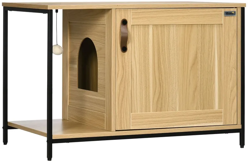 Kattenhuis - Kattenhuis Met Deur Bal - Kattenhuis Binnen - Kattenmeubel - Kattenhok - Kattenmand - Kattenhuisje - Katten Huisje - Katten Huis - Katten - Kat - Kattenspeelgoed - Katje - Speelgoed - Huisdieren - Huisdier - Kitten by PawHut in Hout – product photo