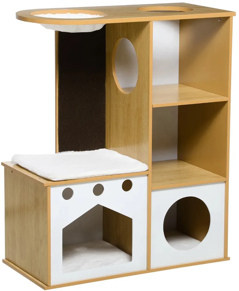 Kattenhuis - Krabmat - Kattenhuis Binnen - Kattenmeubel - Kattenhok - Kattenmand - Kattenhuisje - Katten Huisje - Katten Huis - Katten - Kat - Kattenspeelgoed - Katje - Speelgoed - Huisdieren - Huisdier - Kitten de PawHut en Oak – photo produit