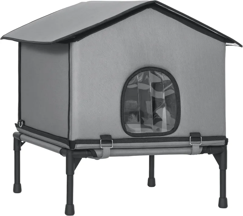 Kattenhuis-Kunststof, polyester-62l x 58,5b x 60h cm-Grijs by PawHut in Grey – product photo