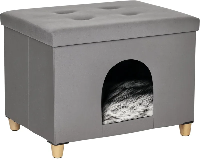 kattenhuis - MDF - 60x45x44,5 cm by PawHut in Grey – product photo