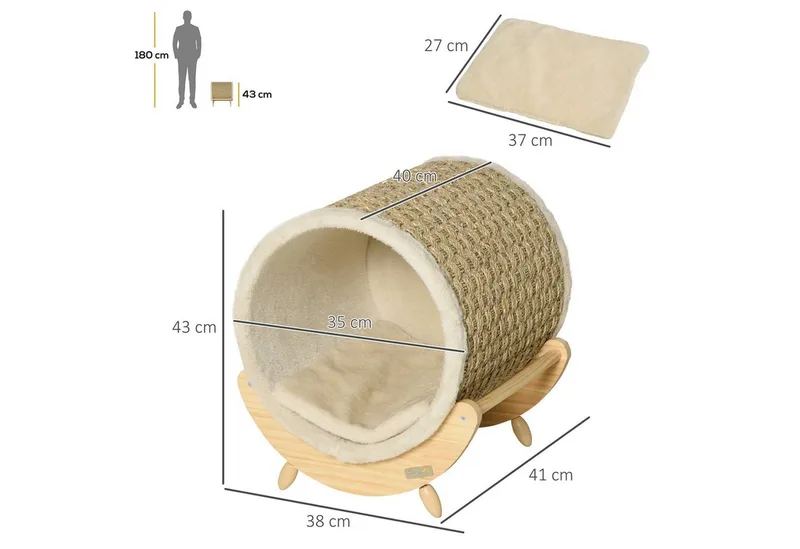 Kattenhuis met kussen D30-520V01 by PawHut in Khaki, Natural, Beige – product photo 3 of 5