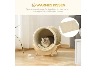Kattenhuis met kussen D30-520V01 by PawHut in Khaki, Natural, Beige – product photo 5 of 5