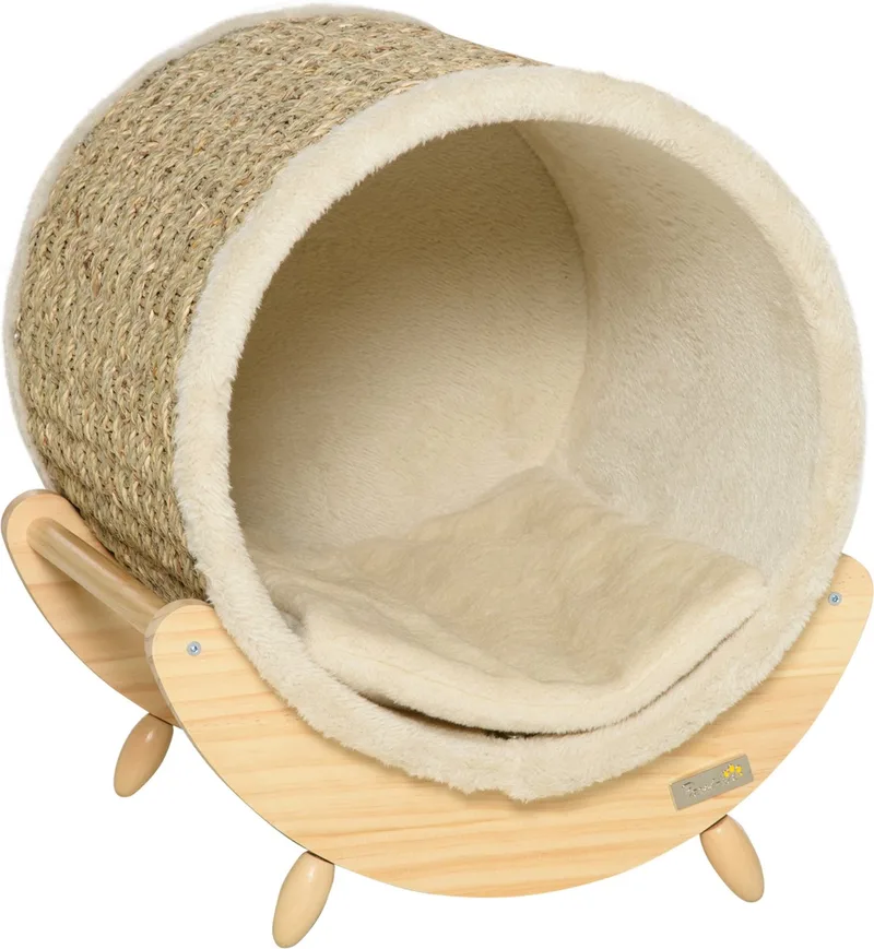 Kattenhuis met kussen D30-520V01 by PawHut in Khaki, Natural, Beige – product photo 1 of 5