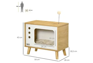 Kattenhuis met kussen D30-595V00 by PawHut in Eiche, Beige, White – product photo 3 of 5