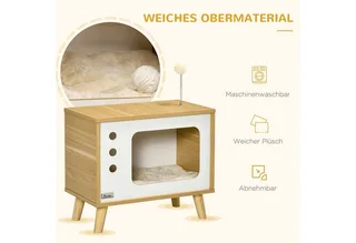 Kattenhuis met kussen D30-595V00 by PawHut in Eiche, Beige, White – product photo 5 of 5