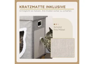 Kattenhuis met kussen en speelgoedbal D30-679V00 by PawHut in Grey – product photo 5 of 5