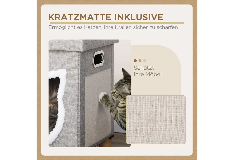 Kattenhuis met kussen en speelgoedbal D30-679V00 by PawHut in Grey – product photo 5 of 5