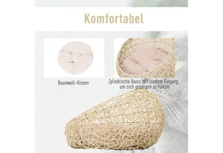 Kattenhuis met kussen, kattenbed, PVC-rotan, D30-247 by PawHut in Beige – product photo 5 of 5