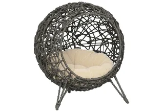 Kattenhuis met kussen kattenslaapplaats Kattengrot Verhoogde poten PVC rotan D30-245 von PawHut in Zilvergrijs – Produktfoto 2 von 5